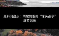 黑料网盘点：同居情侣的“床头战争”细节记录