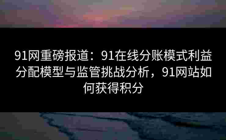 91网重磅报道：91在线分账模式利益分配模型与监管挑战分析，91网站如何获得积分