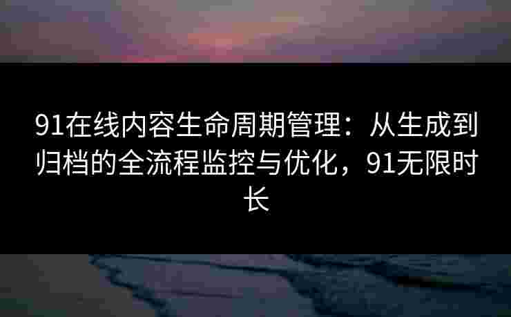 91在线内容生命周期管理：从生成到归档的全流程监控与优化，91无限时长