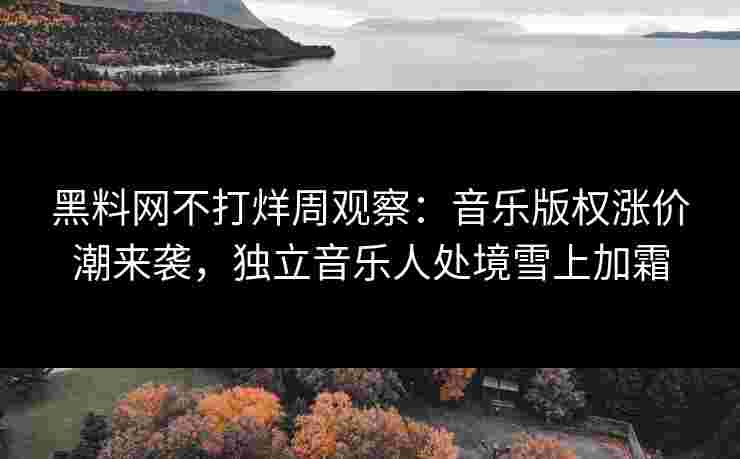 黑料网不打烊周观察：音乐版权涨价潮来袭，独立音乐人处境雪上加霜