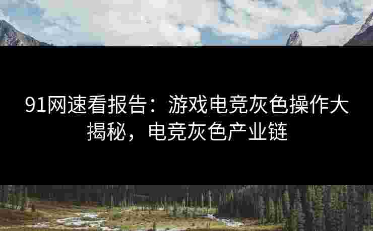 91网速看报告：游戏电竞灰色操作大揭秘，电竞灰色产业链