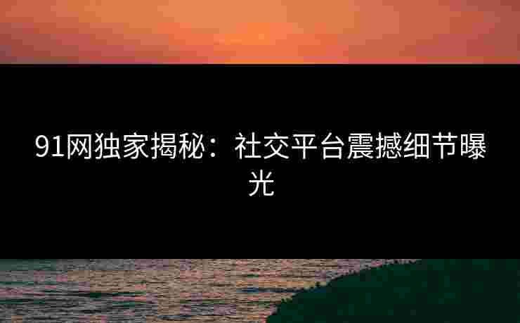 91网独家揭秘：社交平台震撼细节曝光