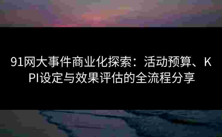 91网大事件商业化探索：活动预算、KPI设定与效果评估的全流程分享