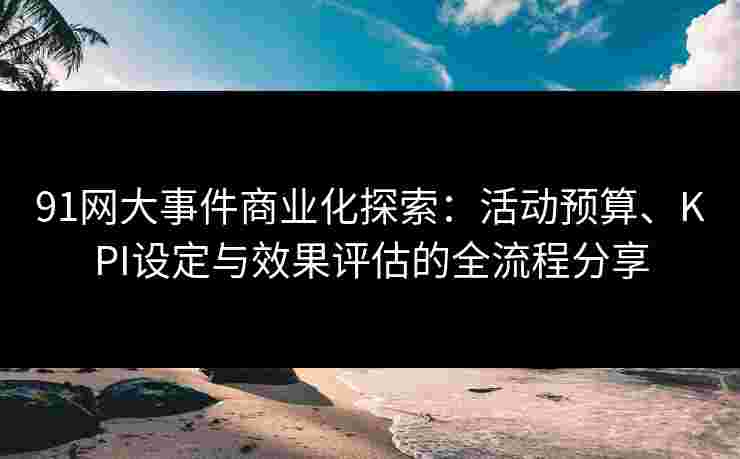 91网大事件商业化探索：活动预算、KPI设定与效果评估的全流程分享