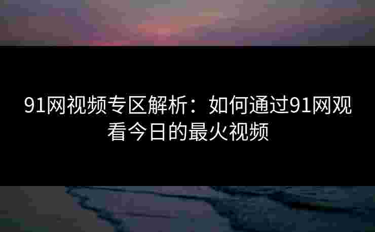 91网视频专区解析：如何通过91网观看今日的最火视频